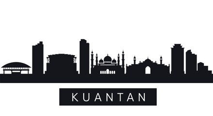 Naklejka premium Kuantan skyline silhouette with iconic landmarks