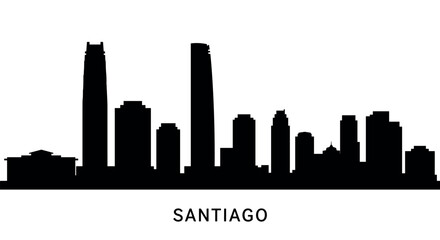 Fototapeta premium Santiago skyline silhouette: iconic cityscape of chile in black and white