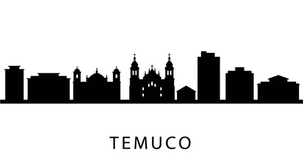 Fototapeta premium Temuco city skyline silhouette with iconic landmarks