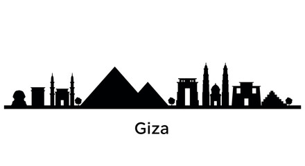 Fototapeta premium Giza skyline silhouette with pyramids and ancient architecture