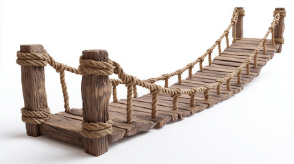Severed Rope Bridge Model Showing Broken Connection