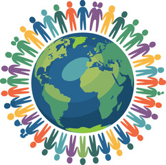 Diverse people holding hands around planet earth illustration diversity unity vector illustration EPS file download.
