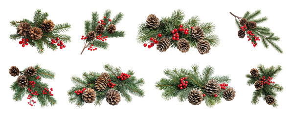 PNG Festive pine cone arrangements displayed, element set on transparent background