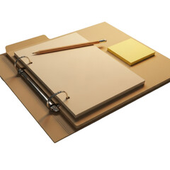 Eco friendly kraft paper stationery set with ring binder notebook and pencil.