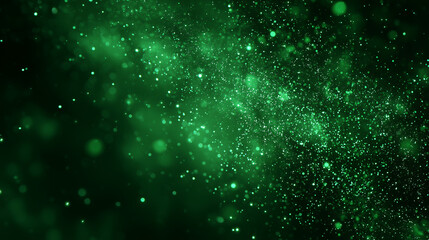 Abstract Green Stardust Cloud with Sparkling Particles