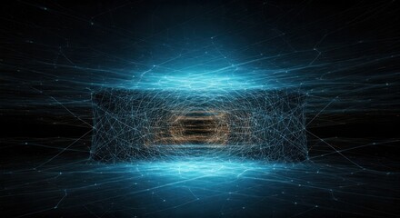 Abstract geometric design with interconnected lines and glowing center