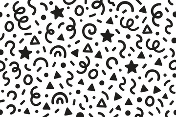 Abstract pattern with doodle lines and dots. modern minimal design with geometric shapes and squiggles for wrapping paper, wallpaper, textile, or digital background projects