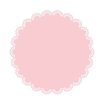 Simple pink lace frame, round tag, label