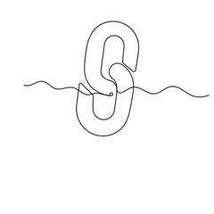 Chain link  icon   continuous one line drawing of outline vector illustration 