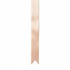 A single pale peach or light pink satin ribbon with a v shaped cut at the bottom edge