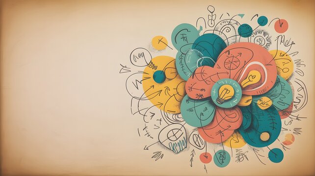 Neurodiversity Dyslexia Colorful Creative Ideas Concept Illustration on Beige Background