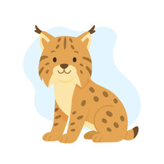 Cute Cartoon Lynx: A Playful, Adorable Illustration of a Lynx Character with Playful Expressions. Forest animal and Woodland fauna