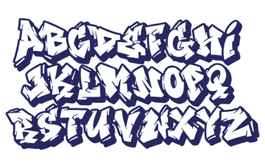 Street alphabet in hip-hop graffiti style, hand drawn. youthful urban atmosphere. energetic expressive title. vector graffiti alphabet