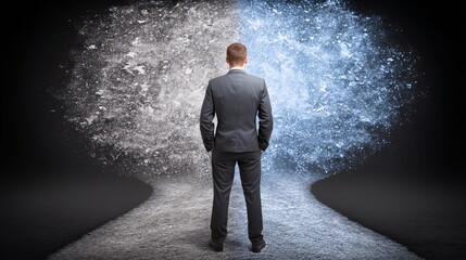 photo showing two diverging paths labeled Gen AI and Agentic AI, with a professional choosing the path toward Agentic AI representing control, autonomy, and future readiness AI choice, future 