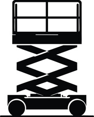 Construction Equipment Scissor Lift Machine silhouette vector Illustration isolated on a white background