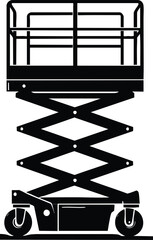 Construction Equipment Scissor Lift Machine silhouette vector Illustration isolated on a white background