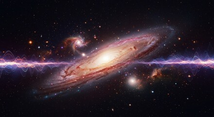 Surreal space artwork with glowing galaxies, stars, and futuristic cosmic waves 