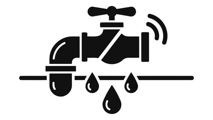 Leaky faucet icon on, representing water waste and plumbing problems with dripping water