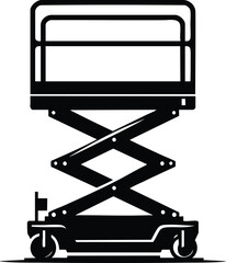 Construction Equipment Scissor Lift Machine silhouette vector Illustration isolated on a white background