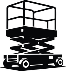 Construction Equipment Scissor Lift Machine silhouette vector Illustration isolated on a white background