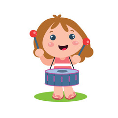 Little girls play. Children's activities.vector template design illustration
