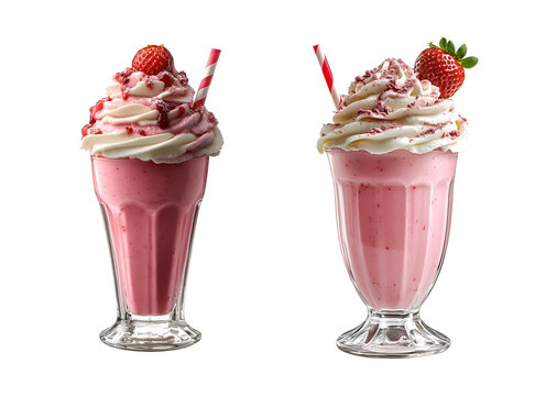 Set of Strawberry Ice cream on transaprent background
