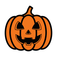 Vibrant orange carved pumpkin illustration, a classic symbol of autumn festivities and spooky season celebrations, perfect for holiday decorations and graphic designs