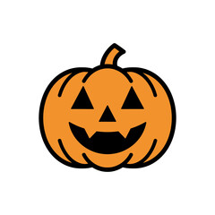 Happy Halloween Jack-o-lantern Pumpkin Icon with Spooky Face, Perfect for Festive Decorations and Fall Season Celebrations