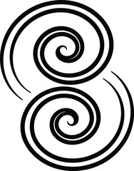 Two Black Spiral Swirls on a White Background curve