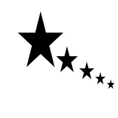 Star Silhouette of the falling of Comets, Meteorites, Asteroids, the sparks of fireworks. Vector design elements isolated on white background