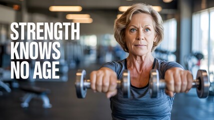 Older Adult Gym Session, Mature Womans Strength Training Fitness, Health, and Active Life