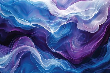 Obraz premium Abstract dynamic patterns with floating geometric shapes in rich blue, purple, and white tones 