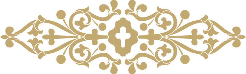 Vector golden gothic ornament. Medieval European drawing. Classic pattern of the Germans, Angles, Saxons, Franks.