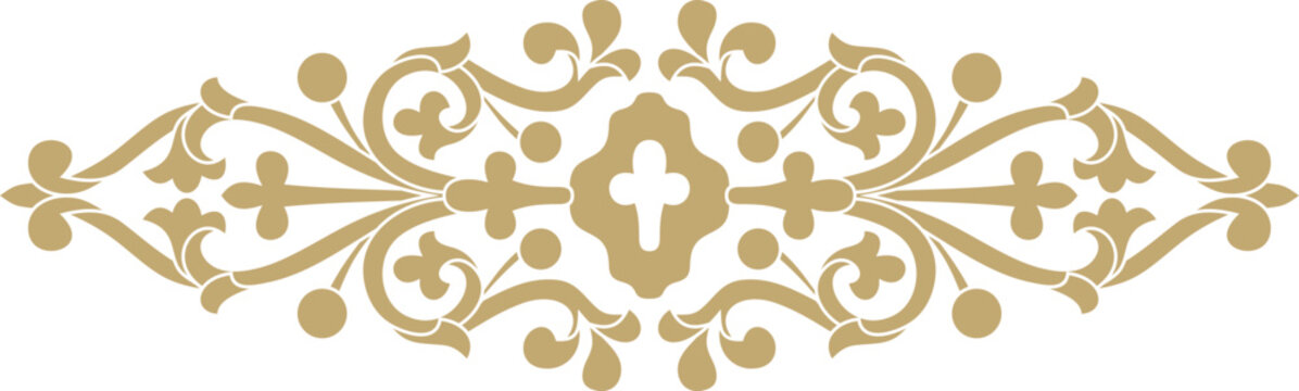 Vector golden gothic ornament. Medieval European drawing. Classic pattern of the Germans, Angles, Saxons, Franks.