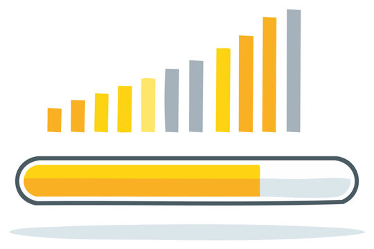 Graphic illustration of loading bar and progress bars with different colors.