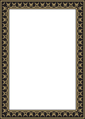 Vector gold and black square classic renaissance ornament. Rectangle, european border, revival style frame