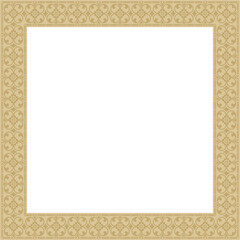 Vector square gold ancient Russian ornament. Slavic rectangle, border, frame. Painting of the royal chambers.