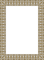 Vector gold and black square classic byzantine ornament. Rectangle, border, Ancient Greece, Eastern Roman Empire frame. Decoration of the Russian Orthodox Church