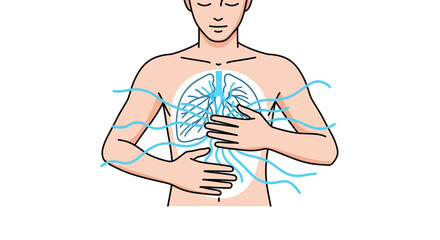 Calm person practicing deep breathing and meditation to promote lung health and relaxation, embracing wellness
