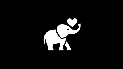 Creative elephant logo using negative space to form a heart. Concept: Branding, modern logo design, emotional connection, creativity through negative space, friendly and meaningful visual identity.