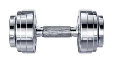 Fototapeta premium Silver Dumbbell Isolated on White Background for Fitness Purposes