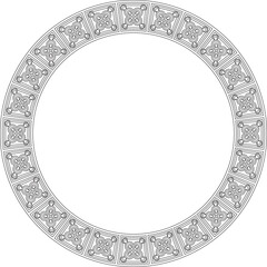 Vector round European black outline ornament. Endless pattern, circle, ring of the Middle Ages. Revival border. Decorations of palaces and churches.