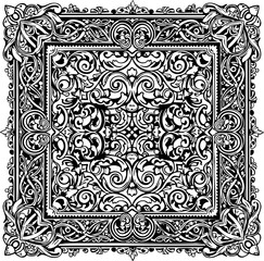 Intricate black and white ornamental pattern evoking classic elegance and timeless artistry, perfect for decorative projects. © Artesian Edge