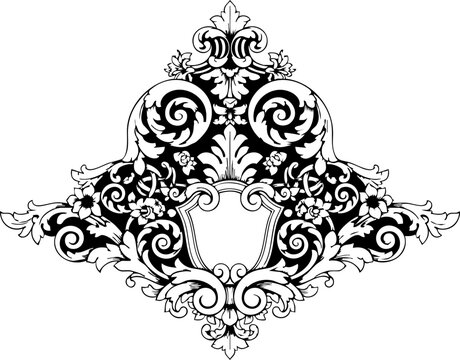 Elegant vintage ornate crest design for luxury branding and decorative applications, exuding timeless sophistication and regal charm