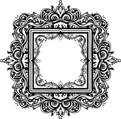 Elegant black ornate vintage decorative frame border, perfect for adding sophisticated detail to invitations, certificates, or digital designs.