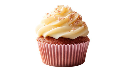 Cupcake muffin with icing frosting on transparent background cutout. PNG file.