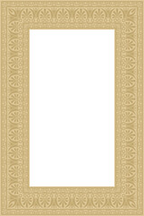 Vector golden classic Greek square ornament. Rectangle of Ancient Greece and Roman Empire. Byzantine painting of walls, floors and ceilings. Decoration of European palaces.