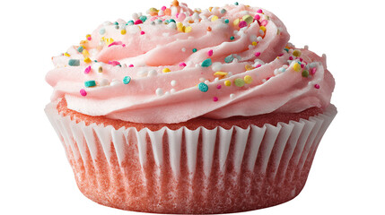 Cupcake muffin with icing frosting on transparent background cutout. PNG file.