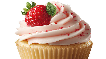 Cupcake muffin with icing frosting on transparent background cutout. PNG file.