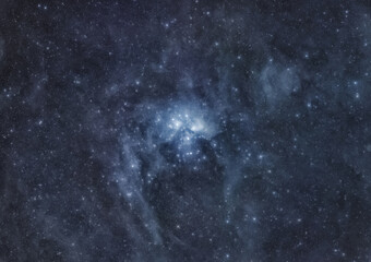 Beautiful Blue Nebulosity Surrounding the Pleiades Stars